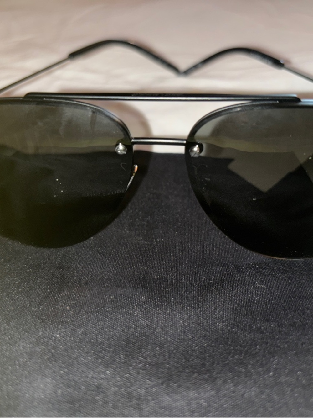 Saint Laurent Black Metal Aviator Sunglasses with Case - Picture 13 of 13
